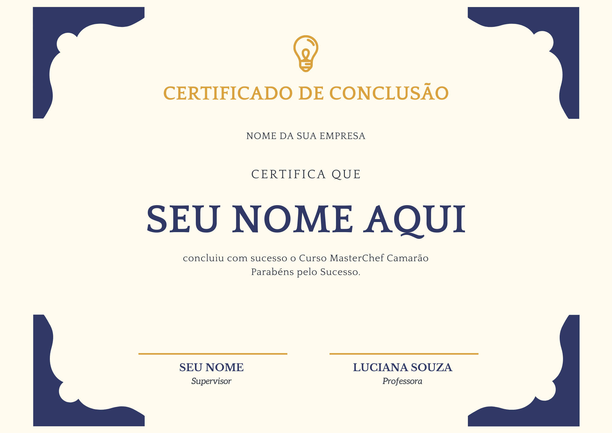 Cópia de Azul e Dourado Com Borda Conclusão Certificado